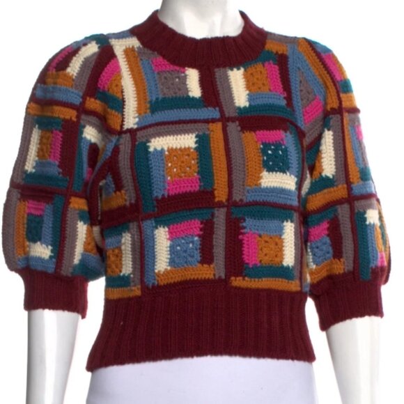 NWOT Sea New York Camryn Puff Sleeve Wool Colorful Sweater XXS $465 - Picture 10 of 10